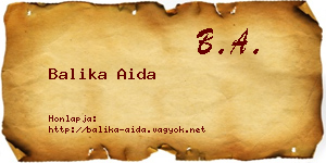 Balika Aida névjegykártya